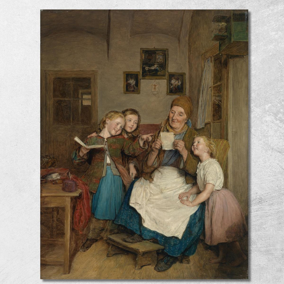 Nonna Con I Nipoti Ferdinand Georg Waldmüller fgw63 quadro stampato su tela