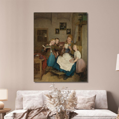 Nonna Con I Nipoti Ferdinand Georg Waldmüller fgw63 quadro stampato su tela