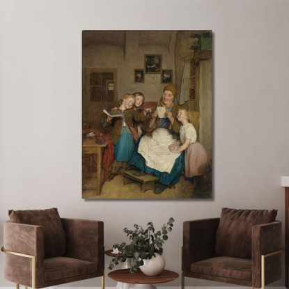 Nonna Con I Nipoti Ferdinand Georg Waldmüller fgw63 quadro stampato su tela