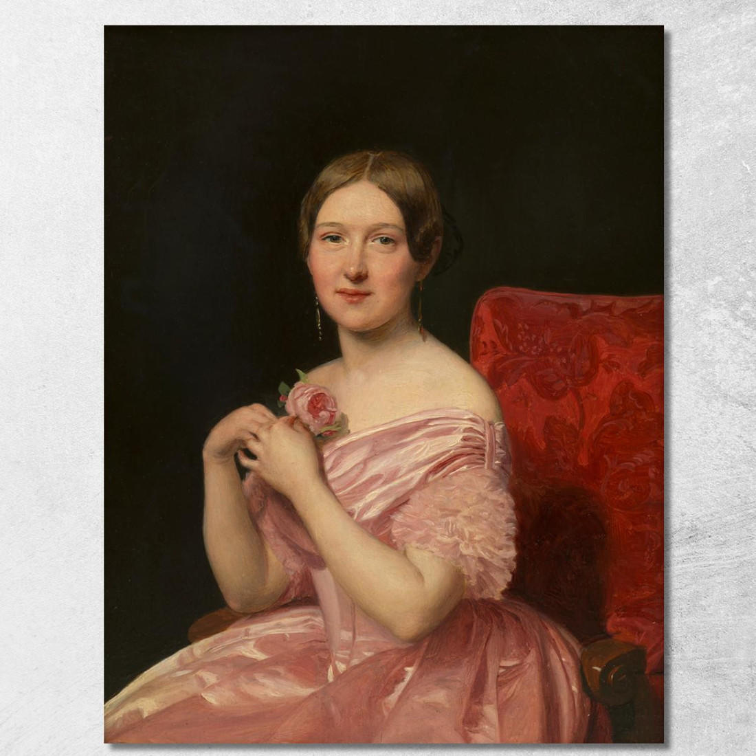 Giovane Dama In Abito Di Raso Rosa Ferdinand Georg Waldmüller fgw73 quadro stampato su tela