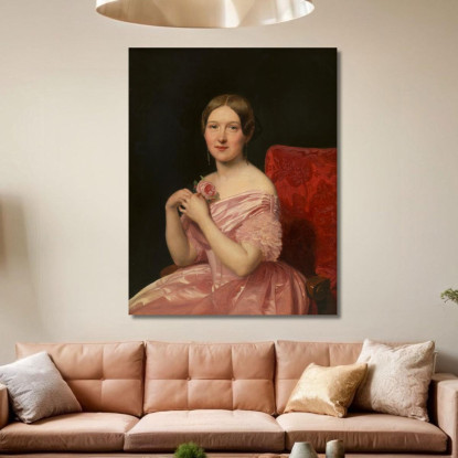 Giovane Dama In Abito Di Raso Rosa Ferdinand Georg Waldmüller fgw73 quadro stampato su tela