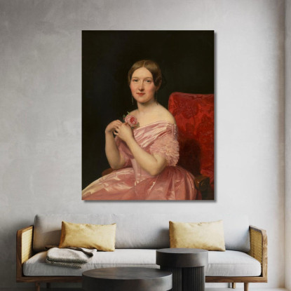 Giovane Dama In Abito Di Raso Rosa Ferdinand Georg Waldmüller fgw73 quadro stampato su tela