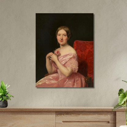 Giovane Dama In Abito Di Raso Rosa Ferdinand Georg Waldmüller fgw73 quadro stampato su tela