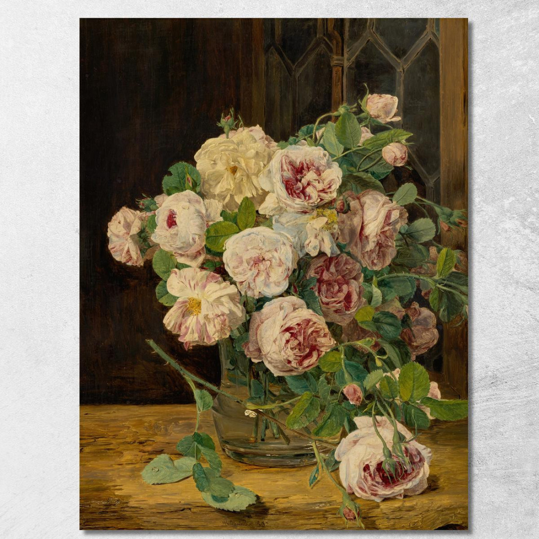 Mazzo Di Rose Alla Finestra Ferdinand Georg Waldmüller fgw96 quadro stampato su tela