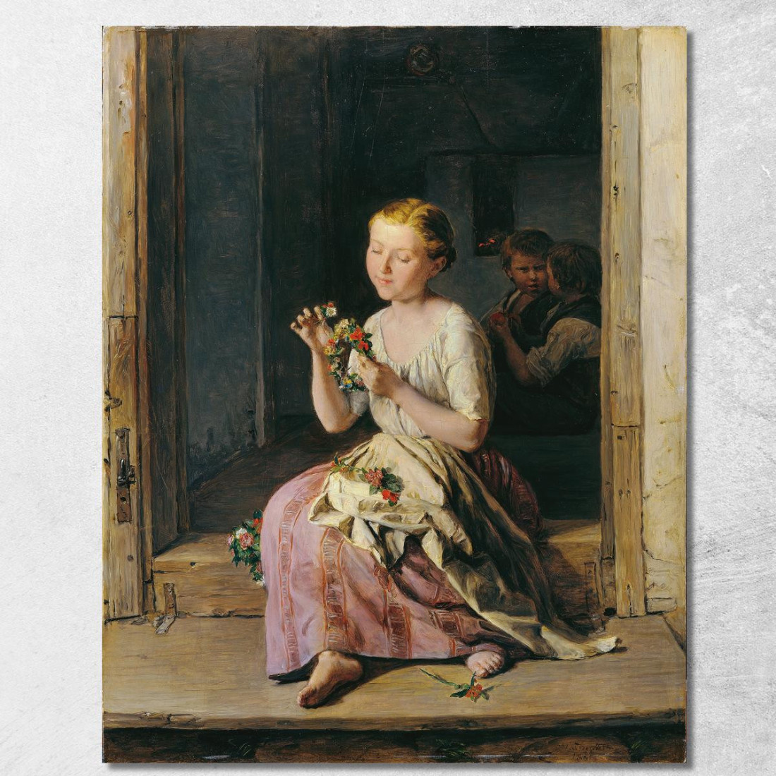 La Tessitrice Di Ghirlande Ferdinand Georg Waldmüller fgw117 quadro stampato su tela
