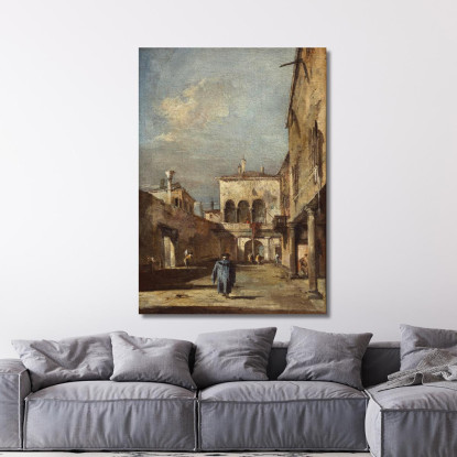 Fantasia Architettonica Con Un Cortile Francesco Guardi fgr7 quadro stampato su tela