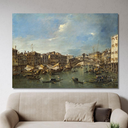 Canal Grande Con Il Ponte Di Rialto Venezia Francesco Guardi fgr15 quadro stampato su tela