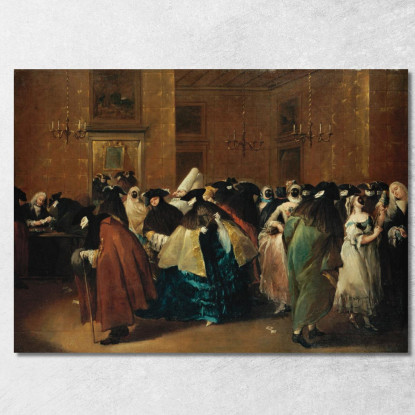 Il Ridotto Di Venezia Con Figure Mascherate Che Conversano Francesco Guardi fgr35 quadro stampato su tela