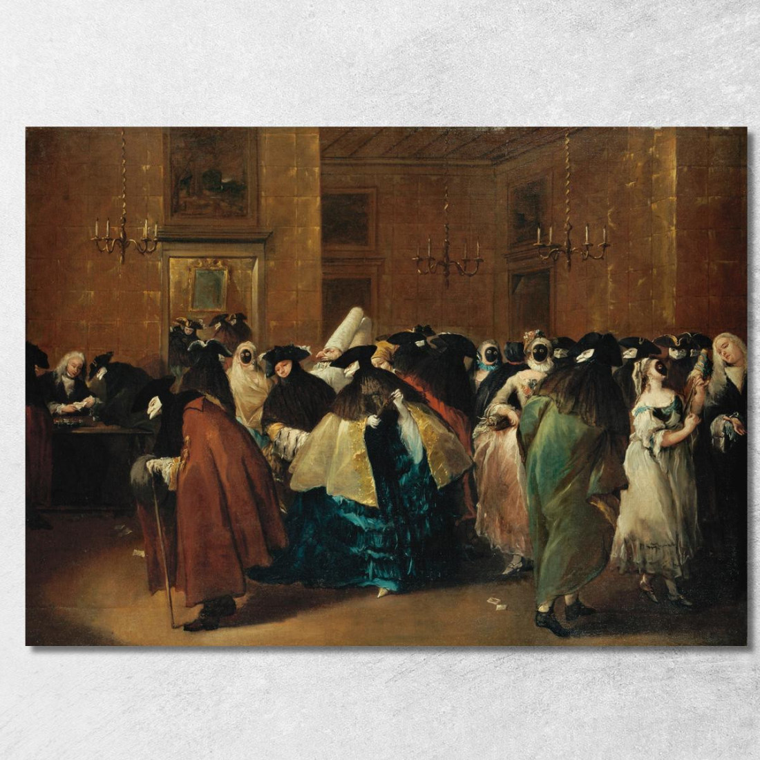 Il Ridotto Di Venezia Con Figure Mascherate Che Conversano Francesco Guardi fgr35 quadro stampato su tela