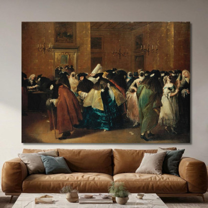 Il Ridotto Di Venezia Con Figure Mascherate Che Conversano Francesco Guardi fgr35 quadro stampato su tela