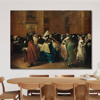 Il Ridotto Di Venezia Con Figure Mascherate Che Conversano Francesco Guardi fgr35 quadro stampato su tela