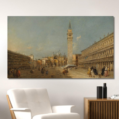 Venezia Piazza San Marco Con La Basilica E Il Campanile Francesco Guardi fgr44 quadro stampato su tela