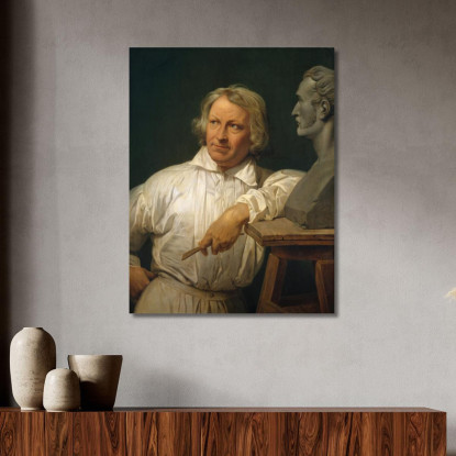 Bertel Thorvaldsen (1768-1844) Con Il Busto Di Horace Vernet Horace Vernet hvr8 quadro stampato su tela