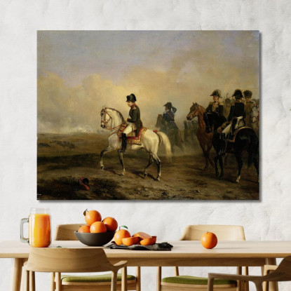 L’Imperatore Napoleone I E Il Suo Stato Maggiore A Cavallo Horace Vernet hvr21 quadro stampato su tela
