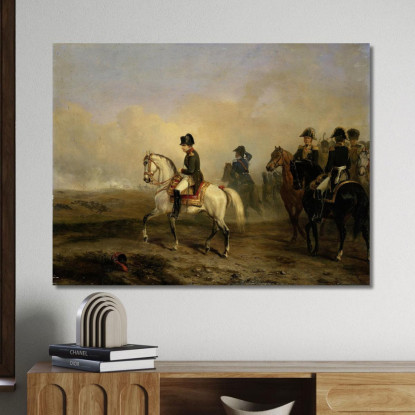 L’Imperatore Napoleone I E Il Suo Stato Maggiore A Cavallo Horace Vernet hvr21 quadro stampato su tela
