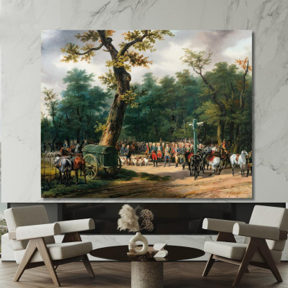 L'Ultima Caccia Di Luigi Xvi A Fontainebleau Horace Vernet hvr22 quadro stampato su tela