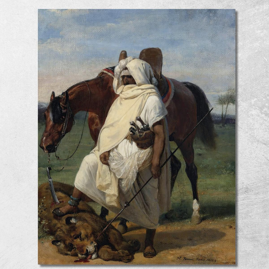 Il Cacciatore Di Leoni Horace Vernet hvr40 quadro stampato su tela