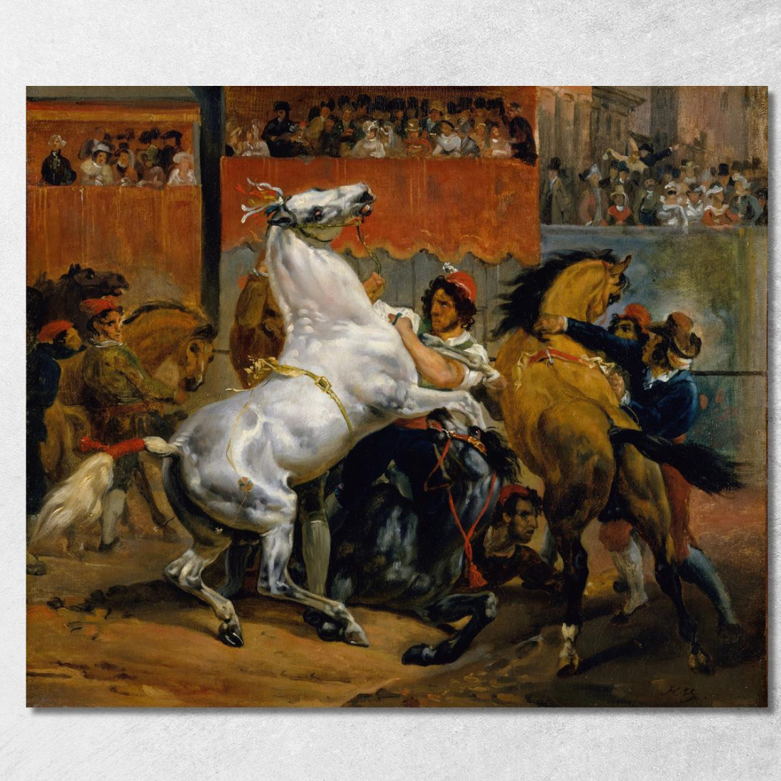 L'Inizio Della Corsa Dei Cavalli Senza Fantino Horace Vernet hvr44 quadro stampato su tela