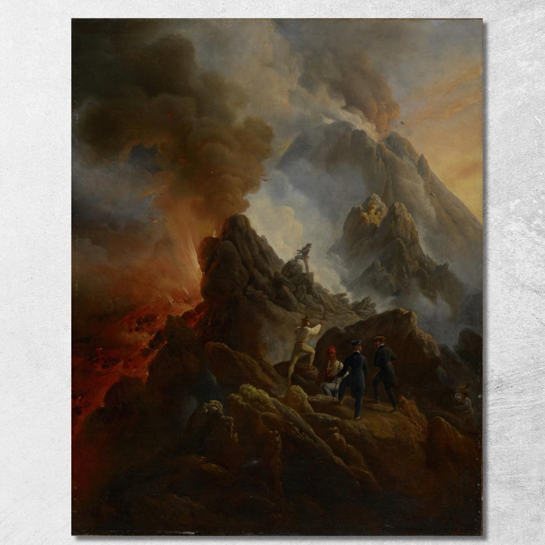 L’Eruzione Del Vesuvio Con L'Artista E Suo Padre Carle Vernet In Primo Piano Horace Vernet hvr46 quadro stampato su tela