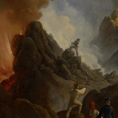 L’Eruzione Del Vesuvio Con L'Artista E Suo Padre Carle Vernet In Primo Piano Horace Vernet hvr46 quadro stampato su tela