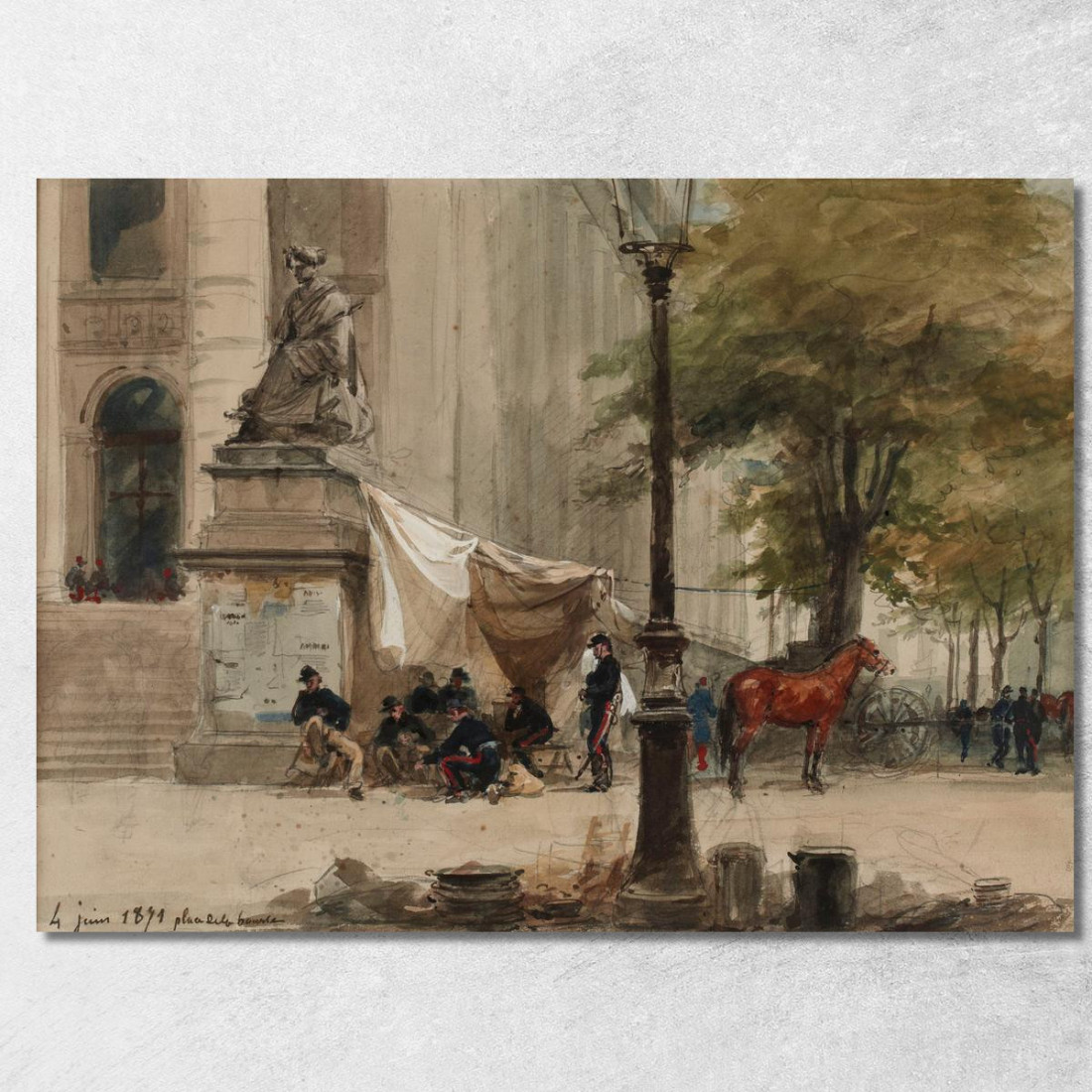 Accampamento Di Artiglieria A Place De La Bourse 4 Giugno 1871 Isidore Pils ipl5 quadro stampato su tela