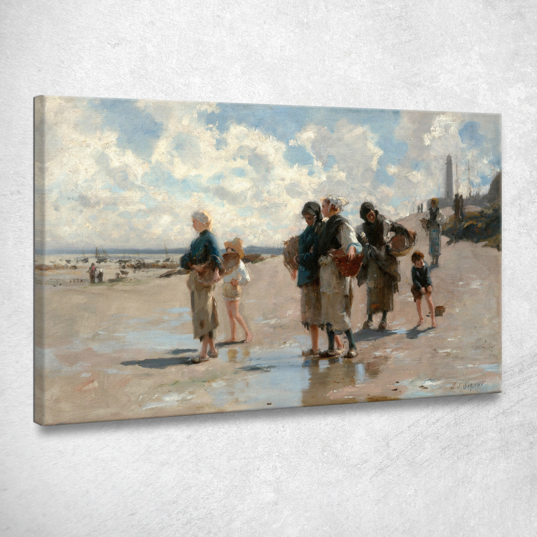 Pesca Delle Ostriche A Cancale John Singer Sargent jss75 quadro stampato su tela
