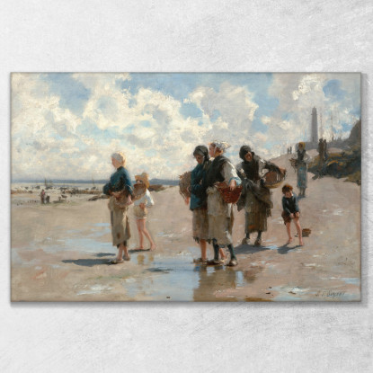 Pesca Delle Ostriche A Cancale John Singer Sargent jss75 quadro stampato su tela