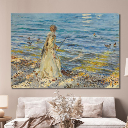 Ragazza Che Pesca John Singer Sargent jss91 quadro stampato su tela
