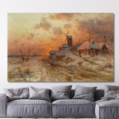 Ritorno A Casa Al Tramonto Julius Sergius Klever jsk10 quadro stampato su tela