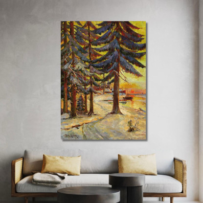 Sera D'Inverno Sul Lago Julius Sergius Klever jsk25 quadro stampato su tela