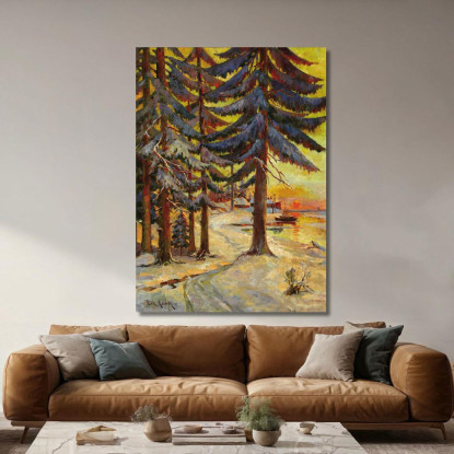Sera D'Inverno Sul Lago Julius Sergius Klever jsk25 quadro stampato su tela