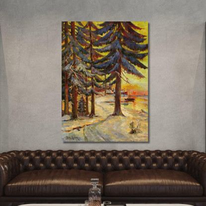Sera D'Inverno Sul Lago Julius Sergius Klever jsk25 quadro stampato su tela