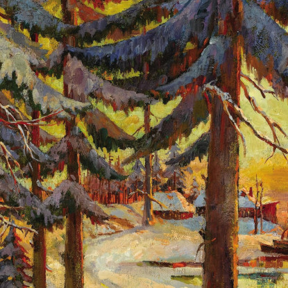 Sera D'Inverno Sul Lago Julius Sergius Klever jsk25 quadro stampato su tela