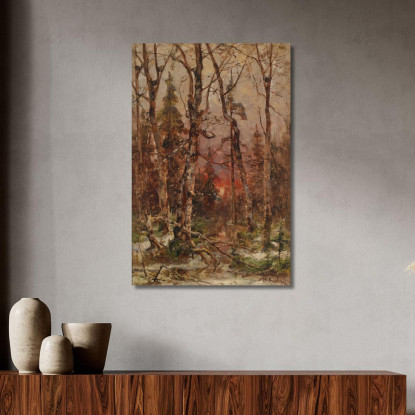 Winterlandschaft Bei Untergehender Sonne Julius Sergius Klever jsk30 quadro stampato su tela
