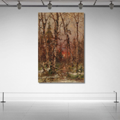 Winterlandschaft Bei Untergehender Sonne Julius Sergius Klever jsk30 quadro stampato su tela