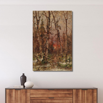 Winterlandschaft Bei Untergehender Sonne Julius Sergius Klever jsk30 quadro stampato su tela