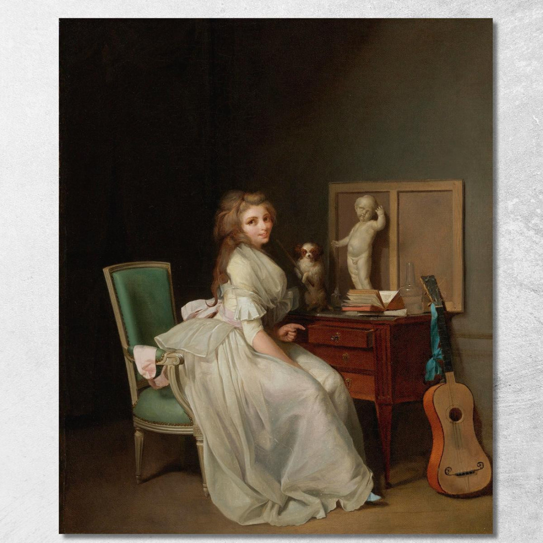Donna In Abito Bianco Seduta Alla Sua Scrivania Louis Léopold Boilly llb14 quadro stampato su tela