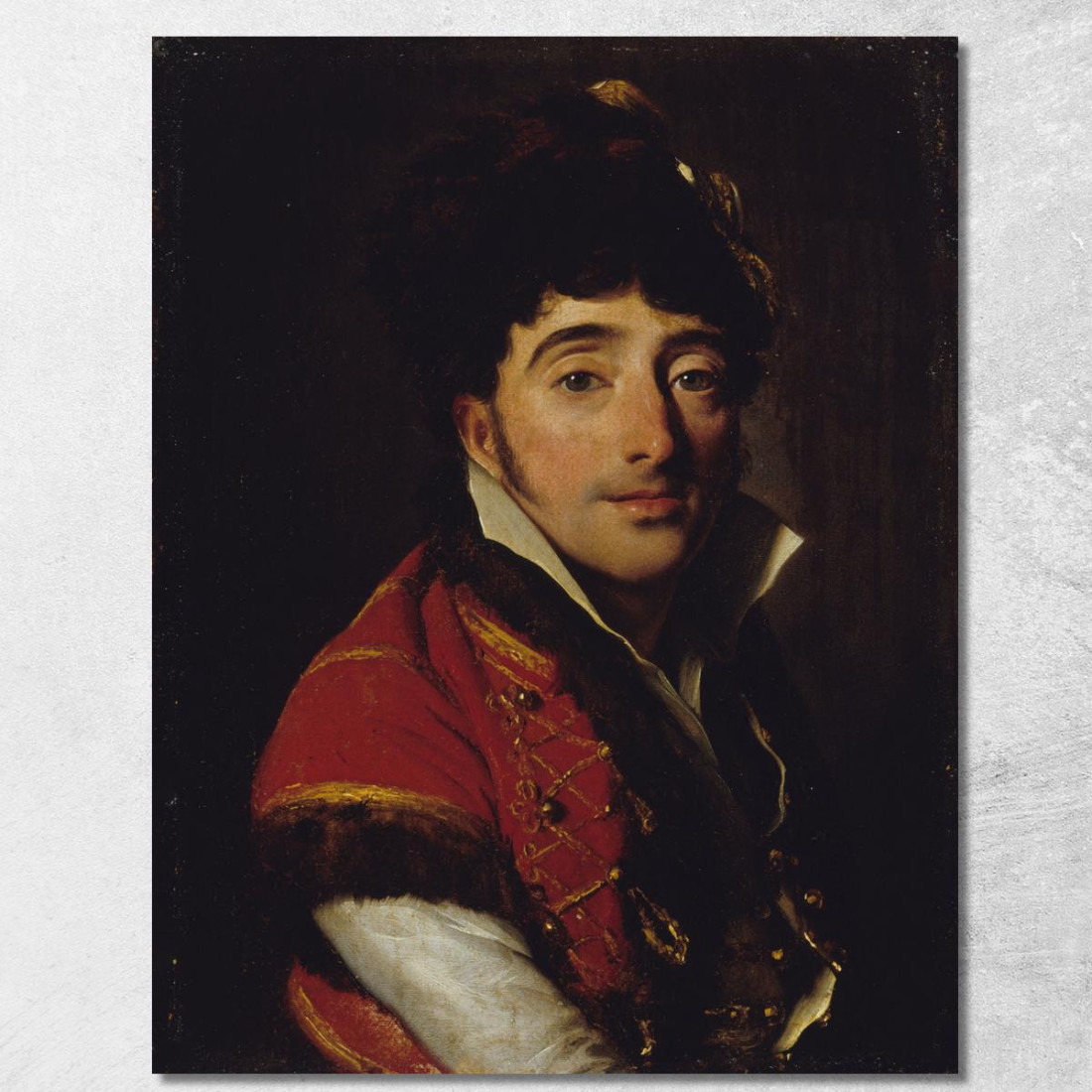 Ritratto Di Un Attore Con Giacca Rossa Bordata Di Pelliccia Louis Léopold Boilly llb35 quadro stampato su tela