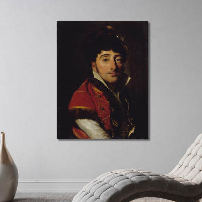 Ritratto Di Un Attore Con Giacca Rossa Bordata Di Pelliccia Louis Léopold Boilly llb35 quadro stampato su tela
