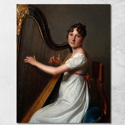 La Giovane Arpista Louis Léopold Boilly llb66 quadro stampato su tela
