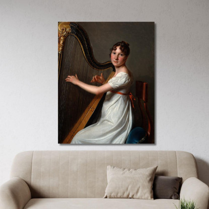 La Giovane Arpista Louis Léopold Boilly llb66 quadro stampato su tela