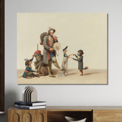 La Pezzo Curiosa: Un Addestratore Di Animali Con Cani Danzanti Un Orso E Una Scimmia Louis Léopold Boilly llb70 quadro stampato