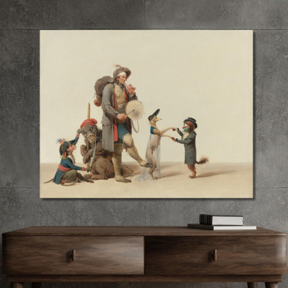La Pezzo Curiosa: Un Addestratore Di Animali Con Cani Danzanti Un Orso E Una Scimmia Louis Léopold Boilly llb70 quadro stampato