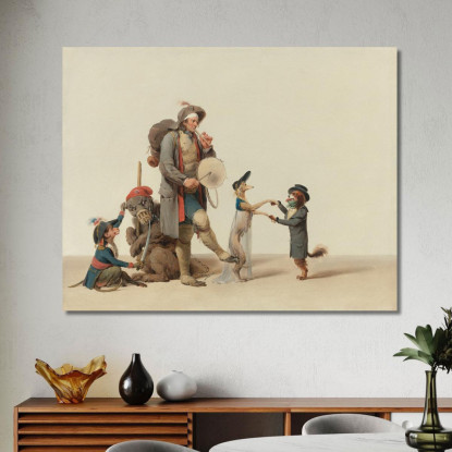 La Pezzo Curiosa: Un Addestratore Di Animali Con Cani Danzanti Un Orso E Una Scimmia Louis Léopold Boilly llb70 quadro stampato