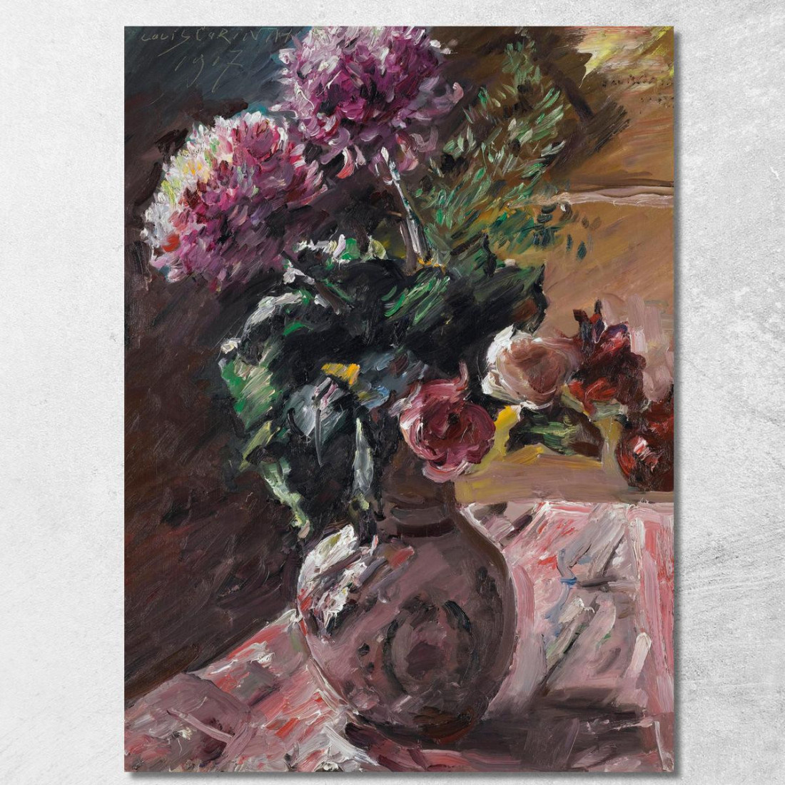 Chrysanthèmes Et Roses Dans Une Cruche Lovis Corinth lcr10 tableau impression sur toile