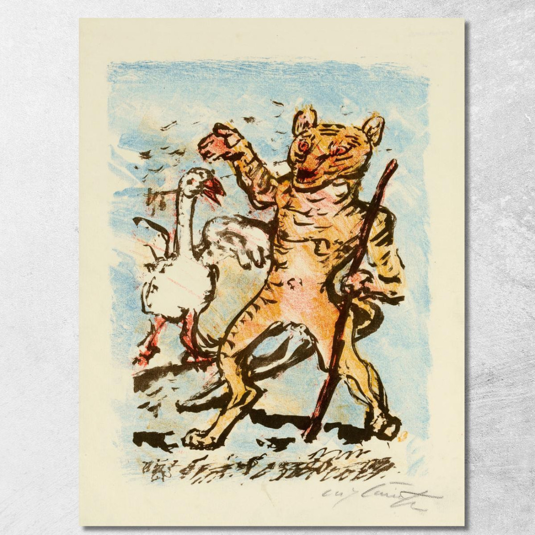 Le Chat Hinze Et Une Oie Chantante Lovis Corinth lcr15 tableau impression sur toile