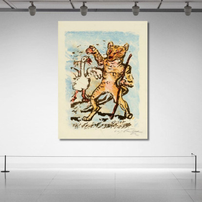 Le Chat Hinze Et Une Oie Chantante Lovis Corinth lcr15 tableau impression sur toile
