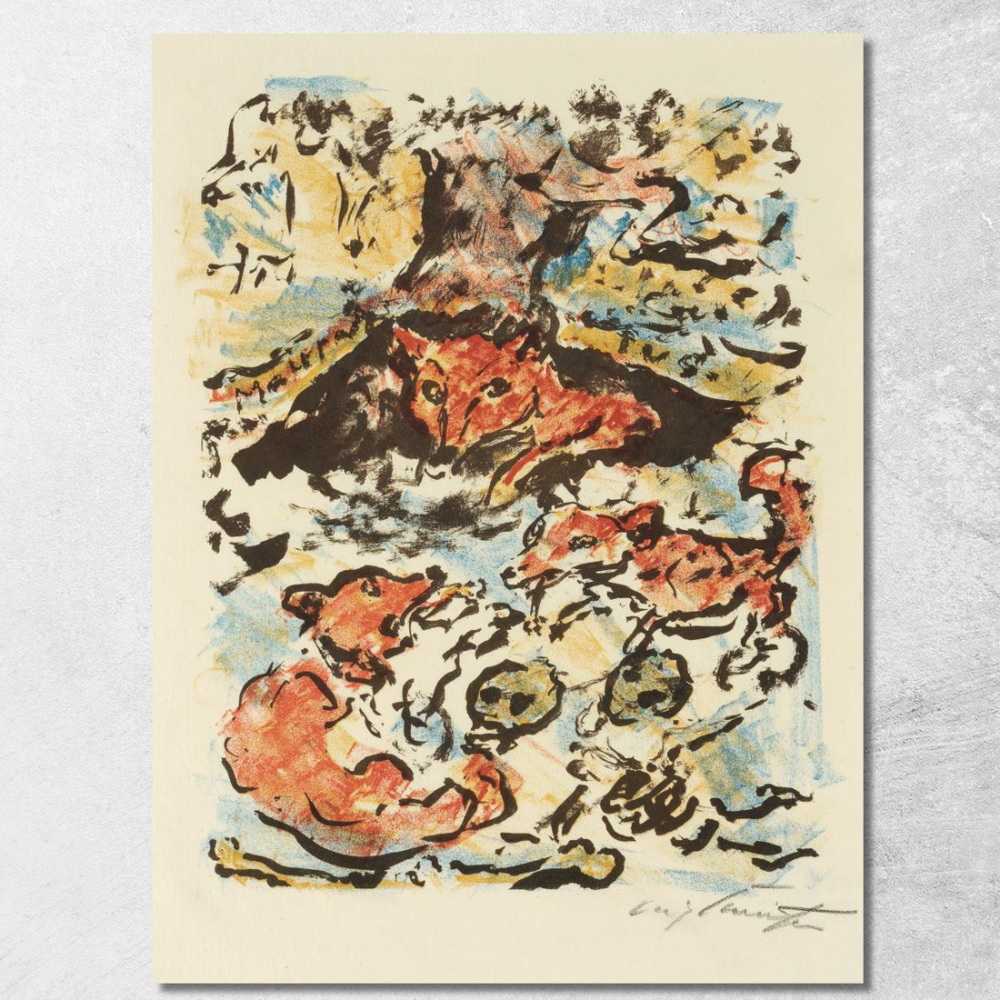 La Renarde Ermelyn Avec Ses Enfants Dans Le Terrier Malepartus Lovis Corinth lcr21 tableau impression sur toile