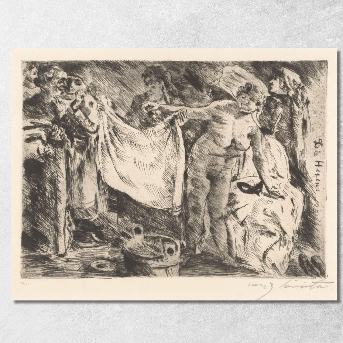 Groupe De Femmes Dont Une Nue Et Une Autre Tenant Un Drap Levé Lovis Corinth lcr37 tableau impression sur toile