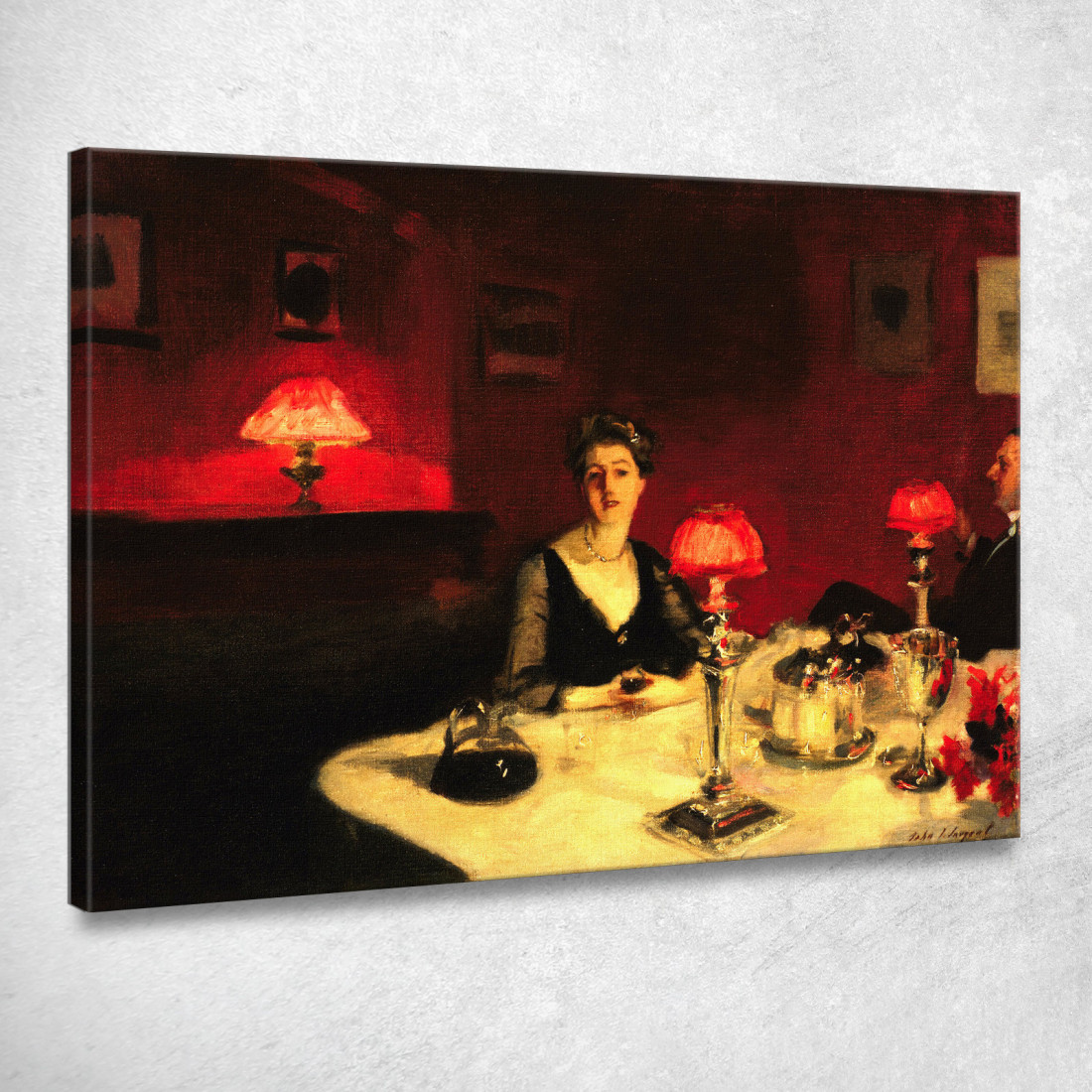 Il Bicchiere Di Porto Al Tavolo Da Pranzo Di Notte John Singer Sargent jss135 quadro stampato su tela